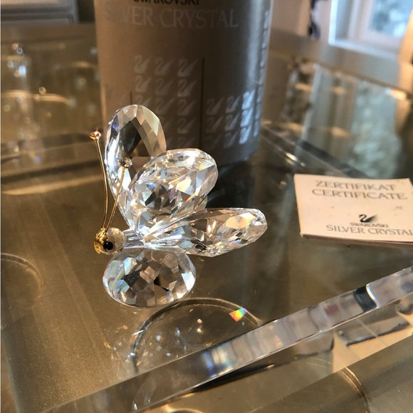 SWAROVSKI SILVER CRYSTAL SET/2 BUTTERFLIES